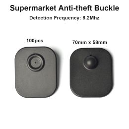 System 100pcs/Lot Large Big Square 70mm x58mm Antitheft Supermarket RF Hard Label ABS Clothing EAS Magnetic Button Security Tag