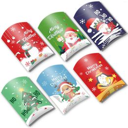 Gift Wrap DC002 12pcs Christmas Kraft Paper Box Pillow Shape Candy Merry Favor Boxes For Kids Happy Year Navidad