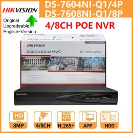 Recorder Hikvision 4K PoE NVR 4CH DS7604NIQ1/4P 8CH DS7608NIQ1/8P 8MP TwoWay Audio For CCTV Security Camera Network Video Recorder