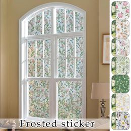 Window Stickers Romantic Privacy Film Stained Frosted Static Cling Flower Glass Sticker Opaque Bathroom Toilet