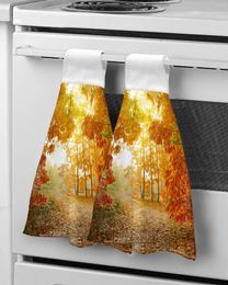 Towel Autumn Theme Woods Hand Household Absorbent Kitchen Rag Children's