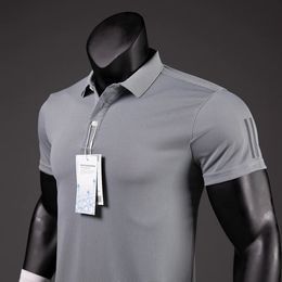 Mens Golf Shirt Luxury Sports Casual Polo Quickdrying Breathable Lapel Shortsleeved Tshirt for Man Summer 240401
