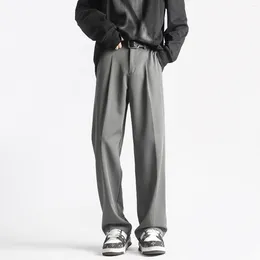 Men's Pants Black Suit Grey Harem Mens Dress Wide Leg Korean Loose Straight Casual Office Formal Trousers 5XL