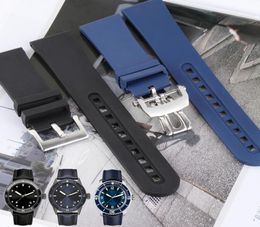 Watchband 23mm Black Blue Waterproof Diving Silicone Rubber Watch Band Strap Stainless Steel Clasp for BlancpainWatch Man FIFTY FA8612163