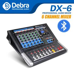 Accessories Debra Audio Dx6 6channel Audio Mixer Dj Controller Sound Board with 24 Dsp Effect Usb Bluetooth for Dj Recording Studio