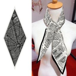 Scarves Diamond Scarf Castle Print Silk Wraps Women Luxury Bandana Headband Lady Hijabs Foulards Neckerchief Shawls
