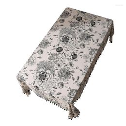 Table Cloth Light Luxury Tablecloth American Nordic Style Cotton Linen Printed Mat Living Room Coffee