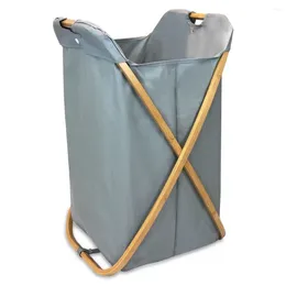 Laundry Bags Bamboo Folding X-Frame Hamper Sorter