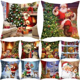 Pillow Christmas Santa Cover Decorative Throw Case Home Decor 2024 For Sofa Pillowcase