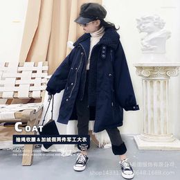 Down Coat 2024 Autumn And Winter Girls' Cotton-padded Jacket Foreign Style Thickened Fake Two-piece Stand-up Collar