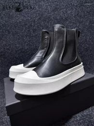 Casual Shoes Designer Spring Hip Hop Mens Genuine Leather High Top Patchwork Slip-On Thick Bottom Fashion Platform Walking