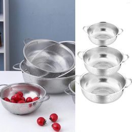 Kitchen Storage 16.5cm 19.5cm 22.5cm 3pcs Stainless Steel Mesh Colander Set Basket Multi Hole Over The Sink Cutting Board