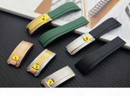 Quality Green Black 20mm silicone Rubber Watchband watch band For Role strap GMT OYSTERFLEX Bracelet logo on3730184