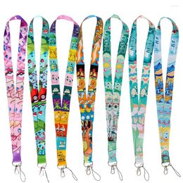 Keychains FI23 Anime Rope Strap Cute Keychain Neck Lanyard For Students Keys Long Phone USB Hanging Ornaments Anti-Lost Hang Gifts