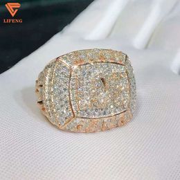 Custom Hip Hop Jewellery Luxury Design Silver Gold Iced Out D-vvs1 Moissanite Diamond Hip Hop Ring for Men