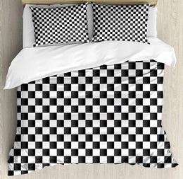 Bedding Sets Chequered Set For Bedroom Bed Home Monochrome Composition With Classical Chessboar Duvet Cover Quilt Pillowcase