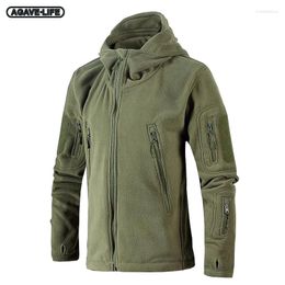 Men's Jackets Outdoor Tactics Hiking Jacket Spring Autumn Warm Cardigan Military Grab Fleece Hooded Charge Coat Thick Bomber