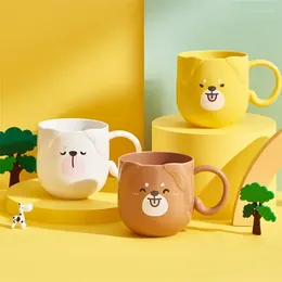 Mugs 2024 300-400ML Children's Milk Coffee Cup With Handle Mug Plastic Water Heat Resistant Cartoon Mouthwash Toothbrush