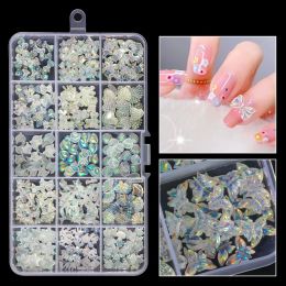 Tools 15 Compartment Mixed Nail Art Jewelry Charm Set Nail Art Jewelry Aurora Butterfly Love Flat Diamond Pearl Rhinestone