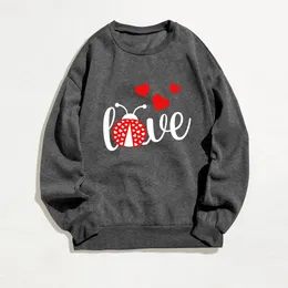 Women's Hoodies Junior Tops Valentines Day Womens Casual Long Sleeve Crew Neck Letter Printed Pullover Hoodless Sweatshirts Fit Zipper Light