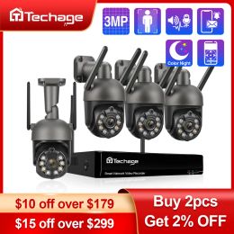 Material Techage 3mp Ptz Wireless Cctv System Two Way Audio Wifi Ip Security Camera 10ch P2p Nvr Video Surveillance Kit Human Auto Track