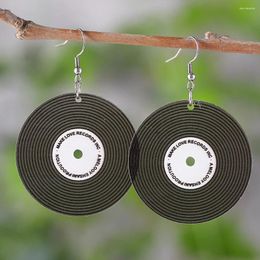 Dangle Earrings Round Phonograph Fashion Punk Playing Disc Pendant For Women Acrylic Music Jewelry