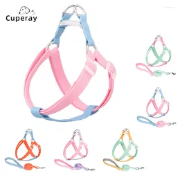 Dog Collars Harness And Leash Set Vest Style With Contrasting Color For Outdoor Travel & Training Medium Small Dogs Cats