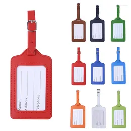 Storage Bags PU Leather Luggage Tag Business ID Card Bag Work Name Address Baggage Label Holder Portable Boarding Travel Accessories