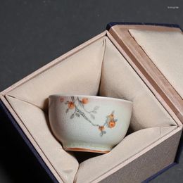 Cups Saucers 100ml Kiln Change Pottery Teacup Hand Painted Persimmon Ceramic Master Cup Chinese Tea Vintage Bowl Art Teacups