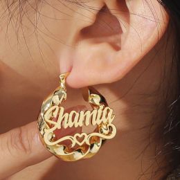 Other Qitian Kids Jewelry Custom Name Hoop Earrings Women Name Earrings,Twist Hoop Baby Names Earrings,Personalized Christmas Gift