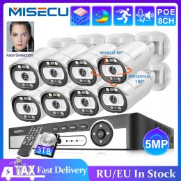 System MISECU Security Camera System 8CH 5MP POE NVR Kit PTZ Camera Two Way Audio AI Human Detection Outdoor P2P Video Surveillance Set