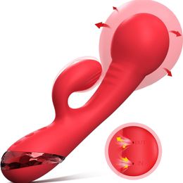 VIDEO G Spot Vibrator Rabbit Sex Toys - Clitoris Stimulator Realistic Dildo 10 Powerful Vibration Mini Vibrator Gorgeous Waterproof Adult Toys for Women Couples Red