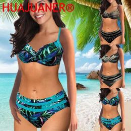 Women's Swimwear 2024 Summer Women High Waist Sexy Bath Suit Two Piece Set Bathing Female Swimsuit Design Printing Bikini