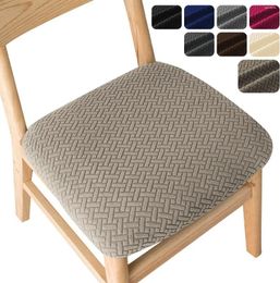 Chair Covers Removable Dining Seat Cover Elastic Thickened Cushion Solid Color Jacquard Slipcover Furniture Protector