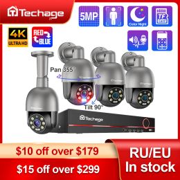 System Techage 8CH 4K 5MP 8MP PTZ Security POE IP Camera System Outdoor AI Human Detection Two Way Audio Video Surveillance Camera Kit