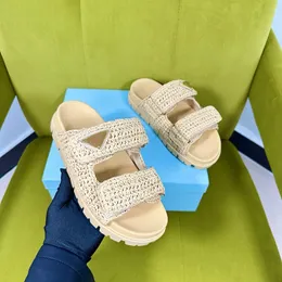 top Sandals Platform Dad Shoes Women Summer Beach Buckle Strap Soft Chunky Heel Sports Shoes Woman Flat Pure hand-woven shoes on240403