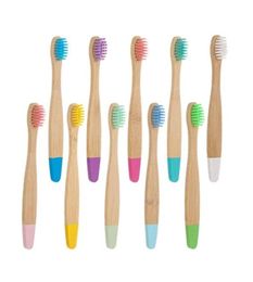 EcoFriendly Natural Bamboo Flat Handle Kids Toothbrush Healthy Household MultiColor Children Toothbrushes Nylon Soft Hair Travel6984785