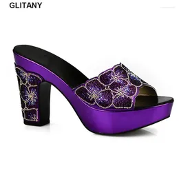 Dress Shoes Arrival Purple Colour Italian Design Women Shoe High Quality Slip On Summer Slipper Sexy Lady Heels For Party