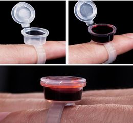 50PCS Tattoo Pigment Ink Ring Cup Holder With Lid Cover Cap for Eyelash Extend Glue Container Permanent Makeup Microblading Tool4114362