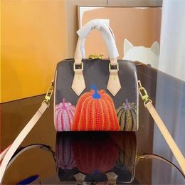 2024 hot MINI Genuine Leather Ladies Women Crossbody Shoulder Bags Yayoi Kusama Pumpkin Women's shoulder bag Cosmetic Handbags