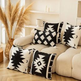 Pillow 2024 Black White Beige Tufted Embroidered Cover Geometric Pillowcase Home Sofa Decoration Cases