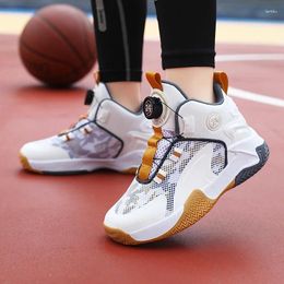 Basketball Shoes Kids High Top Boys Sports Rotating Buckle Children's Sneakers Non Slip Damping Student Training