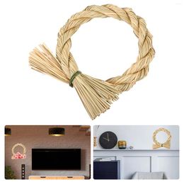 Decorative Flowers Wreath Straw Ring Decoration Home Garland DIY Flower Floral Wreaths For Front Door Festival Green Grass