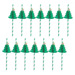 Disposable Cups Straws Christmas Tree Creative Drinking Cartoon Party Supplies Paper Simple Silicone Molds