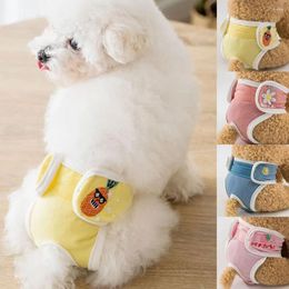 Dog Apparel Pet Sanitary Panties Fruit Flower Embroidery Pattern Leakproof Breathable Diapers Pants Accessories