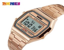 SKMEI Fashion Casual Sport Watch Men Stainless Steel Strap LED Display Watches 3Bar Waterproof Digital Watch reloj hombre 11232728903