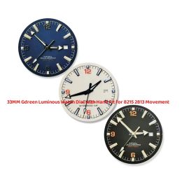 Kits Mod Watch Parts 33mm Green Luminous White Black Blue Dial with Hands Fit for 8215 2813 Movement