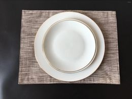 Plates Golden Line Rim Simplicity Dishware El Restaurant Dinner Serving Ceramic Plate Set