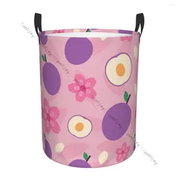 Laundry Bags Basket Storage Bag Waterproof Foldable Geometric Plum Fruit Flowers Dirty Clothes Sundries Hamper Home Supplies