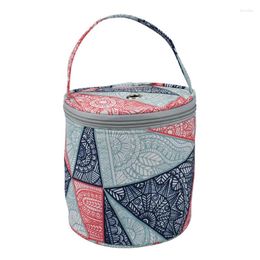 Storage Bags Yarn Portable Bag Round Woven Small Size Knitting Projects Organizer For Yarns Zipper D